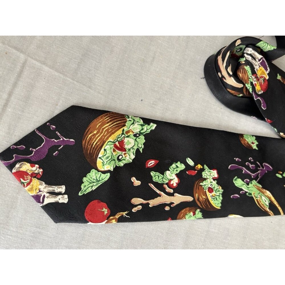 Wild Ties TOSSED SALAD BLACK TIE Novelty Vegetarian Veggies - Picture 3 of 8